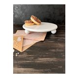 İDAY HOME Doğal Mermer Stand, Mermer Kek Pasta Standı, Mermer Sunumluk Anivia Top Ayaklı