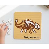 IdeaFabric Ahşap Dinozor Fosil Iskelet Puzzle Montessori Paleontolog Eğitici Oyuncak Isimli Dinozor Tahtası - Ankylosaurus