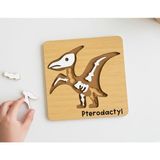 IdeaFabric Ahşap Dinozor Fosil Iskelet Puzzle Montessori Paleontolog Eğitici Oyuncak Isimli Dinozor Tahtası - Pterodactyl