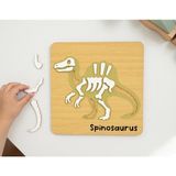 IdeaFabric Ahşap Dinozor Fosil Iskelet Puzzle Montessori Paleontolog Eğitici Oyuncak Isimli Dinozor Tahtası - Spinosaurus