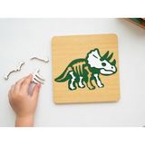 IdeaFabric Ahşap Dinozor Fosil Iskelet Puzzle Montessori Paleontolog Eğitici Oyuncak Isimli Dinozor Tahtası - Triceratops