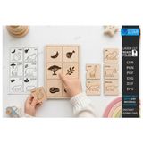 IdeaFabric Ahşap Hayvan Eşleştirme Montessori Mantık Oyunu Kart Seti (Beslenme / Kuyruk / Ayak Izi Temalı) - Safari
