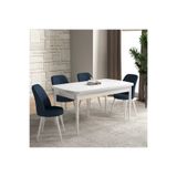 İdeal açılır mutfak masası mdf beyaz + 4 antrasit sandalye m202