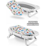 İdeal Baby Ideal Baby Köpüklü Bebek Küvet Filesi Kaydırmaz File Yenidoğan Uyumlu Eğitici Desenli 0-12 Ay Eğitici Desenli Beyaz