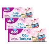 İdeal Büzgülü Beyaz Sabun Kokulu Orta Boy Çöp Torbası 10'lu 50x60 Cm, Sızdırmaz & Dayanıklı, Kolay Bağlanabilir, Geri Dönüştürülebilir Çöp Poşeti, Ofis, Restoran, Market, Okul, Bahçe, Mağaza, Fabrika
