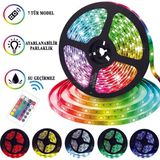 İdeal Gelsin Idealgelsin Rgb Şerit LED Iç ve Dış Mekan 5 Metre Kumandalı Set Tak Çalıştır 16 Renk, 24 Tuşlu Kumanda, Adaptor, Silikonlu, 5mt 300 LED - 1 m