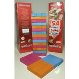 İDEAL TASARIM Jenga Oyuncak 54 Parça Denge Oyunu Cenga Kule %100 Doğal Ahşap