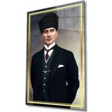 İdealizbiz Atatürk Cam Tablo Ev Ve Ofis Duvar Dekoru Hediyelik Büyük Tablo Dayanıklı Cam