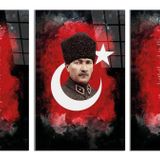 idealizbiz Atatürk - İstiklal Marşı - Gençliğe Hitabe 3 lü Set Cam Tablo idl_28 36 x 22