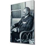 İdealizbiz Atatürk Portresi Cam Tablo, Ev Ve Ofis Duvar Dekoru, Hediyelik Büyük Temperli 4 Mm Cam Tablo