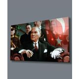 İdealizbiz Atatürk Portresi Uv Baskılı Cam Tablo, Ev Ve Ofis Duvar Dekoru Hediyelik