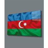 İdealizbiz Dalgalı Azerbaycan Bayrağı Cam Tablo, Uv Baskılı Ve Temperli, Hediyelik