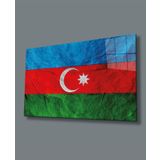 İdealizbiz Dokulu Azerbaycan Bayrağı Cam Tablo, Uv Baskılı Ve Temperli, Hediyelik