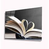 idealizbiz Kalp Kitap Cam Tablo 4mm Dayanıklı Temperli Cam idl_75 110 x 70