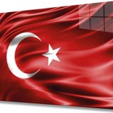 İdealizbiz Kırmızı Dalgalı Türk Bayrağı Cam Tablo, Ev Ve Ofis Duvar Dekoru, Hediyelik Büyük Temperli Cam Tablo