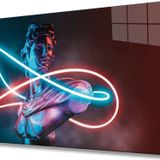 İdealizbiz Soyut Neon Tarzı Heykel Cam Tablo, Ev Ve Ofis Duvar Dekoru Hediyelik Büyük Tablo Dayanıklı Cam