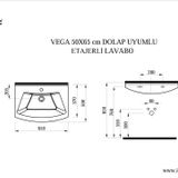 İdevit Vega 65 cm Hilton Dolap Uyumlu Etejerli Lavabo