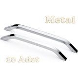 Idil Alüminyum Metal Lüks Modern Mobilya Çekmece Mutfak Dolabı Kulpu Krom (10 Adet) - 192mm