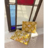 idiluna Hardal Rengi Palmiye Desenli, Fermuarlı Çok Amaçlı Clutch / Tablet Çantası
