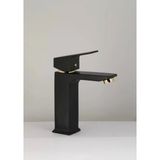 Idimax Kare Lavabo Batarya (Siyah-Gold) - Fırın Boyalı - Komple Pirinç - Montaj Aparatı Hediye - Siyah - Gold