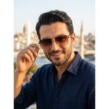 İdo Optik Urban Elite: Unısex Altın Detaylı Kahve Degrade U400 Navigator Güneş Gözlüğü