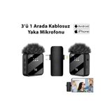 idragon F15-2 Profesyonel Kablosuz Yaka Mikrofonu – Type-C Uyumlu, Gürültü Engelleme, YouTube Röportaj
