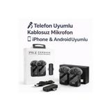 idragon Profesyonel Çiftli Kablosuz Yaka Mikrofon iPhone Android Uyumlu Vlog YouTube TikTok Canlı Yayın