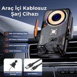 idragon SD38 15W Otomatik Sensörlü Hızlı Kablosuz Şarjlı Araç Telefon Tutucu - Tek Tuşla 90° Dönen, Çift Motorlu & RGB Işıklı Havalandırma Tutacağı