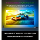 İdragon Tv Sync Rgbıc Ambilight LED Tv Arka Aydınlatma, 3.8 Metre, Mobil Uygulama ve Kumanda Kontrollü, Müzik Senkronizasyonlu, 55-65 Inç Tv Uyumlu DX23014