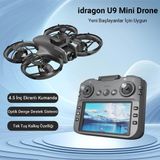İdragon U9 Katlanabilir Mini Drone Ekranlı Kumanda Fırçasız Motor Hd Kamera Çift Bataryalı - Gri - 1