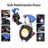 İdragon W5147 Çok Fonksiyonlu Şarjlı Cob Led Anahtarlık Fener - Çakmak, Düdük, Tornavida Ve Kemer Kesici Özellikli Kamp Lambası Çok Renkli