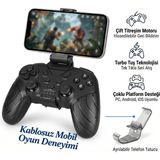 İdragon X6 Kablosuz Bluetooth Gamepad - Turbo Tuşlu, Ayrılabilir Telefon Tutuculu Oyun Kolu (Android, Ios, Pc Uyumlu) - Siyah