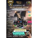 IDS 1 Otomatik 4 Kamera 20MP 8k 4g Solar Güneş Enerjili Kamera - Yüksek Işıklı Çakar LED Sd Kart Dahil