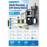 IDS 2 Kameralı 3+3mp Wıfı Güvenlik Kamerası - 360 Otomatik - Gece Görüş - Hareket - Algılama - Takip