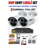 Ids - 2 Kameralı 5mp Sony Lensli 1080p Fullhd Güvenlik Kamerası Sistemi - Cepten İzle - 250dış