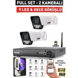 IDS 2 Kameralı Fullhd Güvenlik Kamerası Seti - Gece Görüşlü 9 LED - Cepten Izle - 250GB