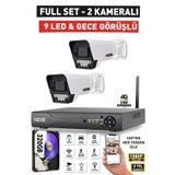 IDS 2 Kameralı Fullhd Güvenlik Kamerası Seti - Gece Görüşlü 9 LED - Cepten Izle - 320GB