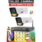 IDS 2 Kameralı Fullhd Güvenlik Kamerası Seti - Renkli Gece Görüşlü 9 LED - Cepten Izle - 320GB