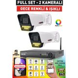 IDS 2 Kameralı Fullhd Güvenlik Kamerası Seti - Renkli Gece Görüşlü 9 LED - Cepten Izle - Nohdd