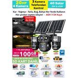 IDS 20MP 3 Otomatik 4 Kameralı - 1 Yıl Her Ay 100GB Internet + Sd Kart Dahil 4g Solar Güvenlik Kamerası