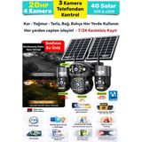 IDS 20MP 4 Kamera 8k Güvenlik Kamerası - 4G Solar SIM Kartlı Yüksek Işık ve Gece Görüşü Özellikli