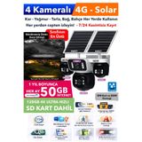 IDS 20MP 4 Kameralı Güneş Enerjili 4g Güvenlik Kamerası 600GB Internet 128GB Sd Kart Üstün Gece Görüşlü