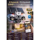 IDS 20MP 4G Solar Güvenlik Kamerası - 3 Hareketli 8K Ultra Çözünürlük ve Harekete Duyarlı Özellikler