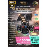 IDS 20MP 8k 4 Kamera 1 Otomatik 100GB Internet ve 128GB Sd Kart Dahil 4g Solar Güneş Enerjili Kamera