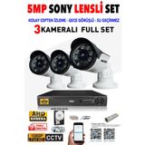 Ids - 3 Kameralı 5mp Sony Lensli 1080p Fullhd Güvenlik Kamerası Sistemi - Cepten İzle - 250dış
