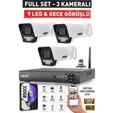 IDS 3 Kameralı 9 LED Gece Görüşlü Fullhd Güvenlik Kamerası Seti - Cepten Izle - 320GB