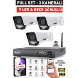 IDS 3 Kameralı 9 LED Gece Görüşlü Fullhd Güvenlik Kamerası Seti - Cepten Izle - Hard Disksiz