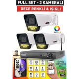 IDS 3 Kameralı 9 LED Renkli Gece Görüşlü Fullhd Güvenlik Kamerası Seti - Cepten Izle - 250GB