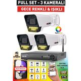IDS 3 Kameralı 9 LED Renkli Gece Görüşlü Fullhd Güvenlik Kamerası Seti - Cepten Izle - Nohdd