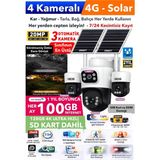 IDS 3 Otomatik 4 Kameralı 20MP 4g Güneş Enerjili Solar Güvenlik Kamerası 128GB Sd Kart 1200GB Internet